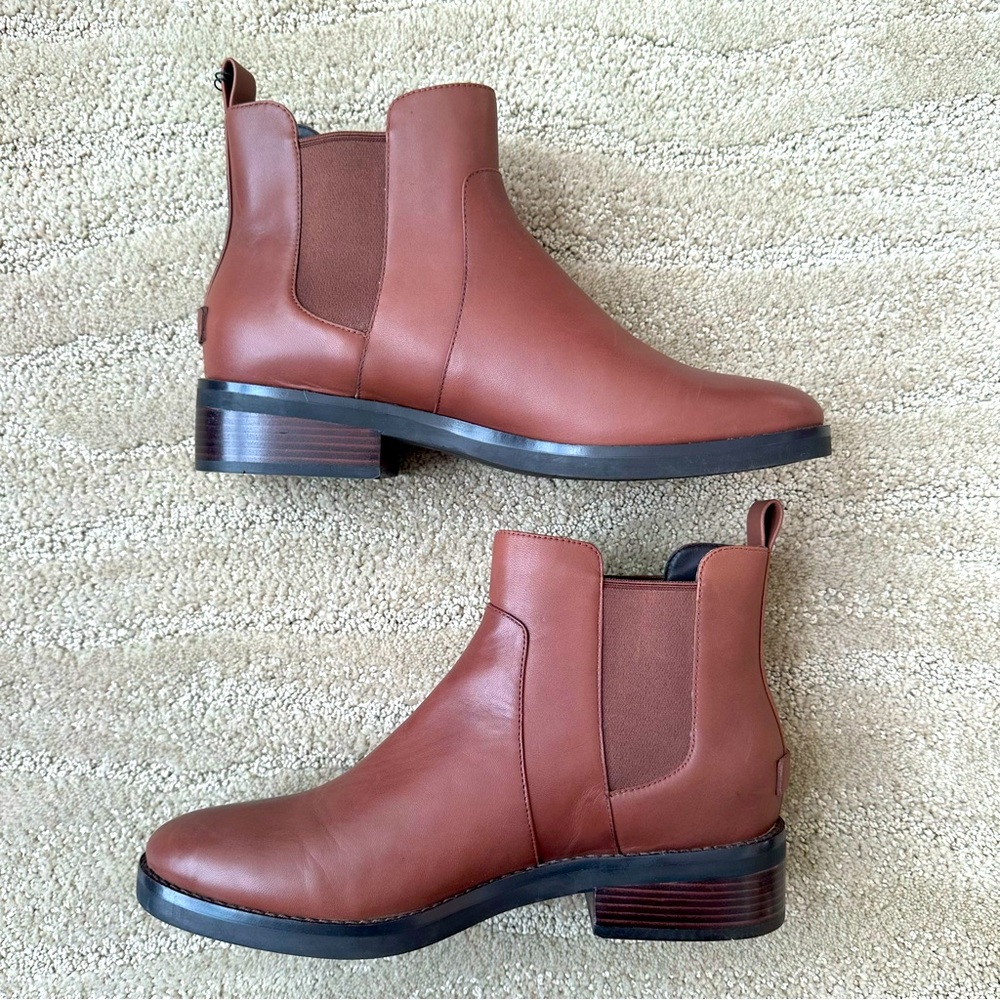 NEW COLE HAAN Nora Leather Ankle Chelsea Waterproof Boots Chestnut Brown Sz 9.5 - Picture 5 of 13